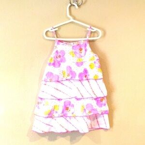 Girls Baby LULU size 4T pink floral tiered ruffle dress